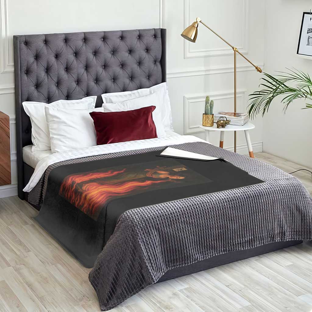 Funny Halloween Witch Throw Blanket Witch Lighting Cigarette With Flames Occult Unholy TS10 Print Your Wear
