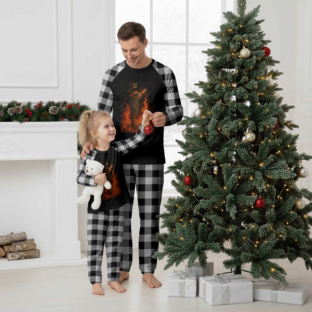 Funny Halloween Witch Plaid Pajama Set Witch Lighting Cigarette With Flames Occult Unholy TS10 White Plaid Print Your Wear