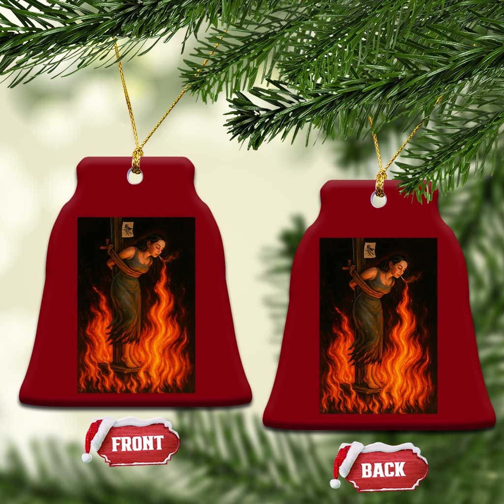 Funny Halloween Witch Ceramic Ornament Witch Lighting Cigarette With Flames Occult Unholy TS10 Print Your Wear