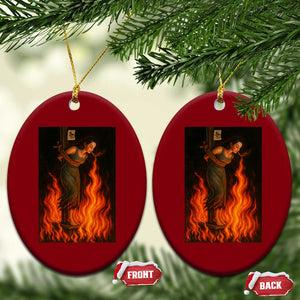 Funny Halloween Witch Ceramic Ornament Witch Lighting Cigarette With Flames Occult Unholy TS10 Print Your Wear