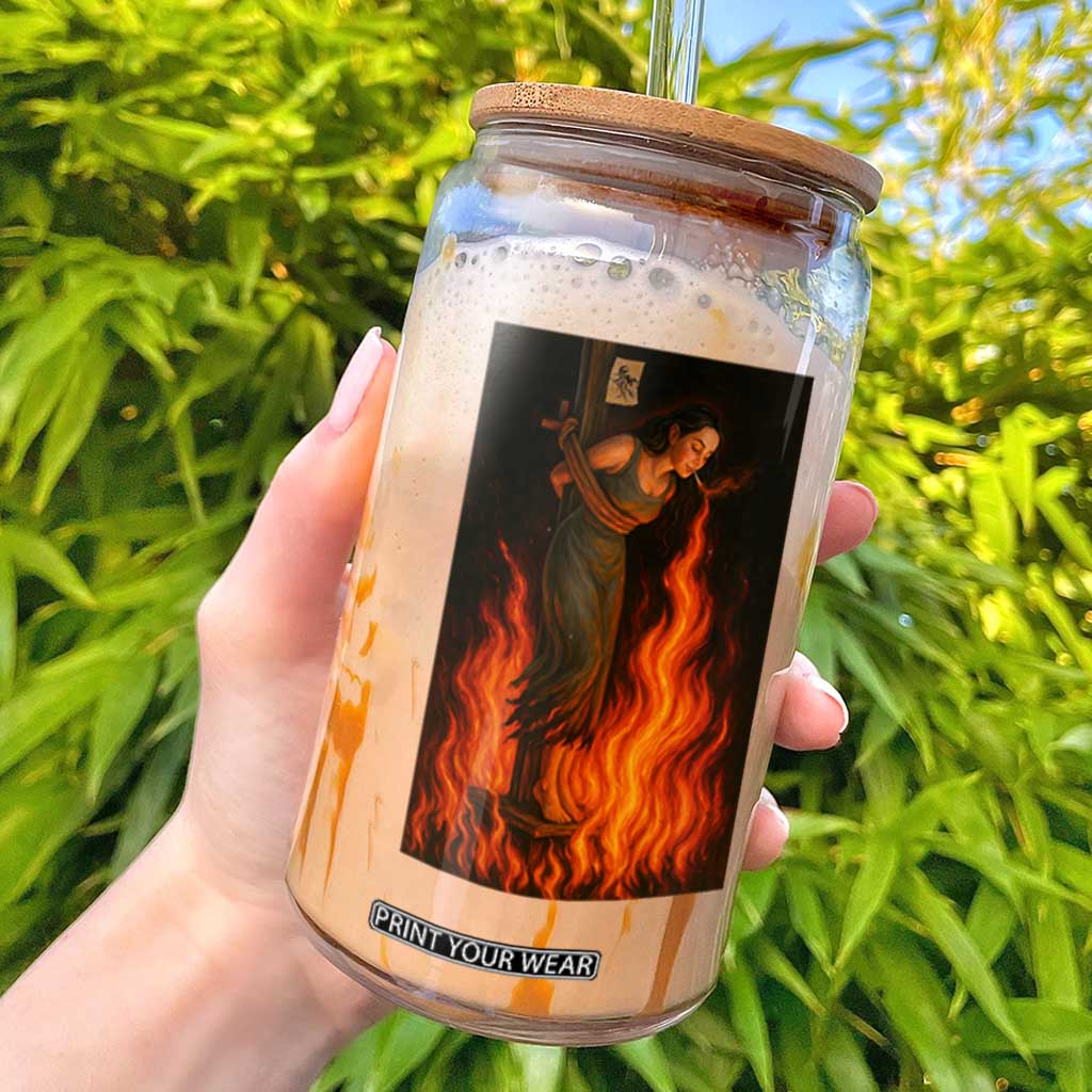 Funny Halloween Witch Glass Can Witch Lighting Cigarette With Flames Occult Unholy TS10 Black Print Your Wear