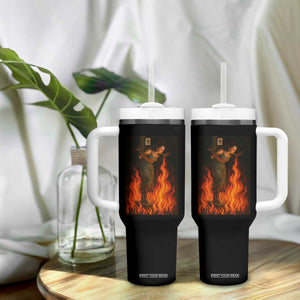 Funny Halloween Witch Tumbler With Handle Witch Lighting Cigarette With Flames Occult Unholy TS10 Print Your Wear