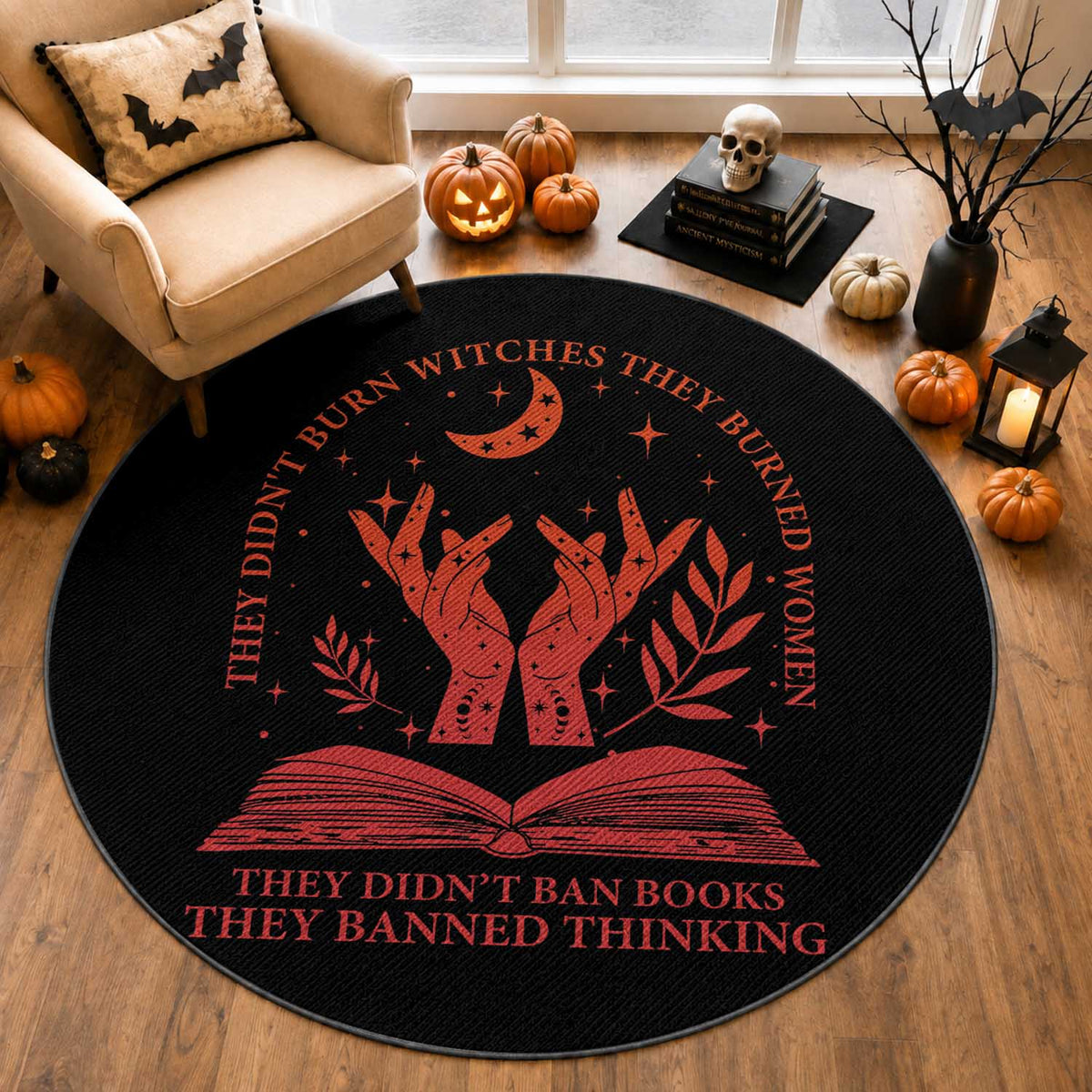 Feminist Witch Round Rug They Didnt Burn Witches Women Halloween Feminism
