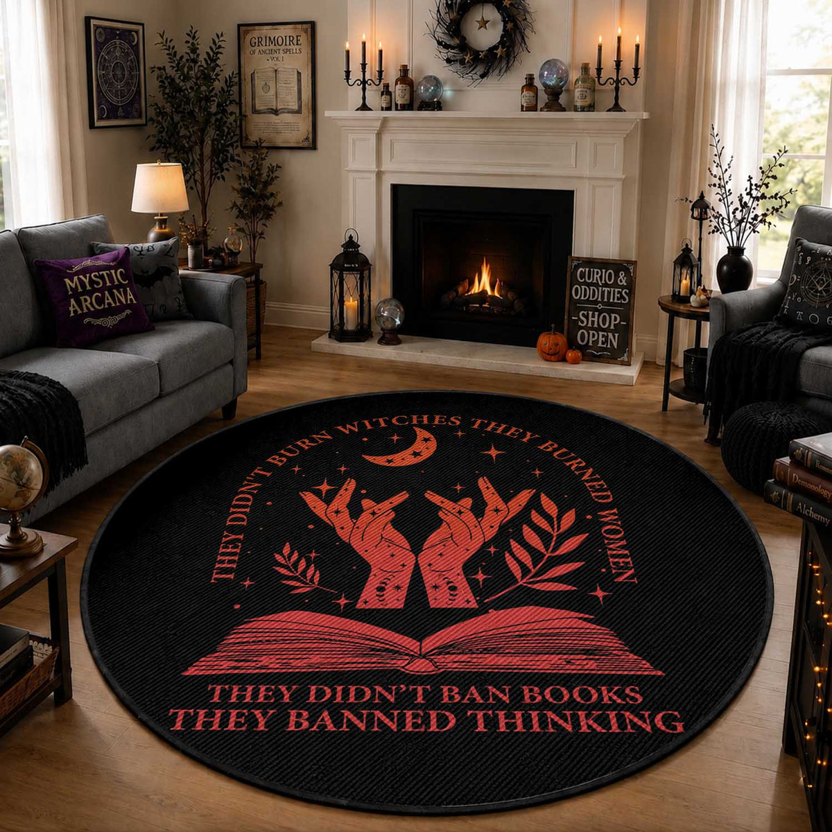 Feminist Witch Round Rug They Didnt Burn Witches Women Halloween Feminism
