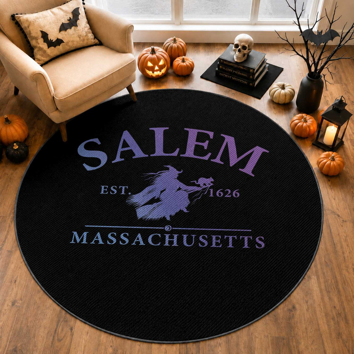1692 They Missed One Round Rug Halloween Salem Witch Trials
