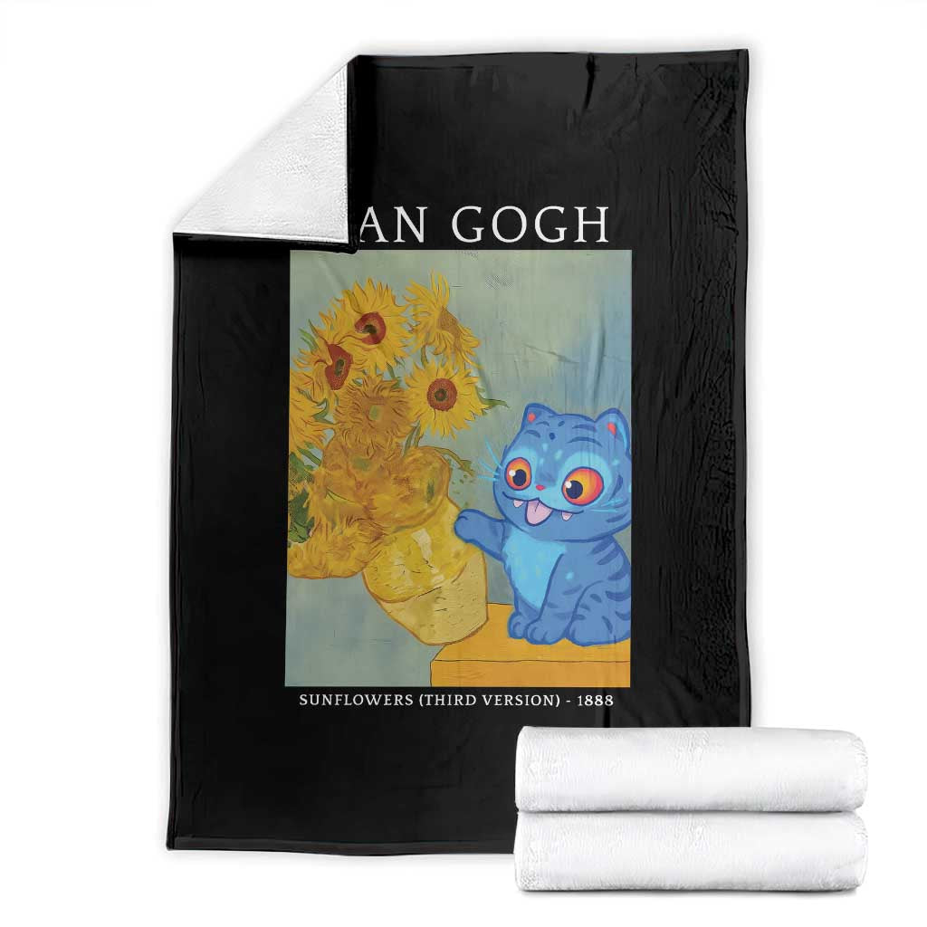 Van Gogh Kpop Fan Throw Blanket Blue Tiger Vintage Art Sunflower Cat TS10 Black Print Your Wear