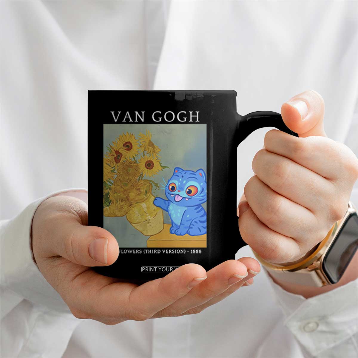 Van Gogh Kpop Fan Coffee Mug Blue Tiger Vintage Art Sunflower Cat TS10 Print Your Wear