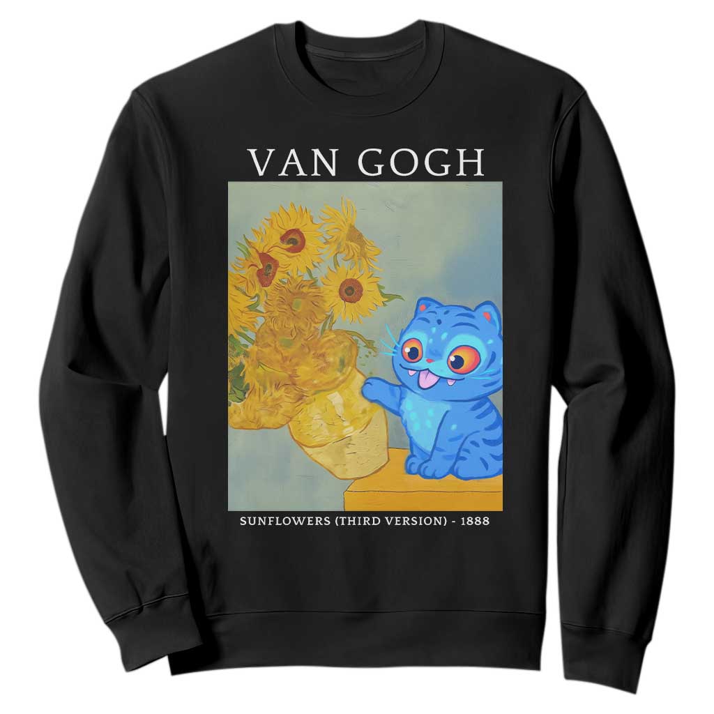 Van Gogh Kpop Fan Sweatshirt Blue Tiger Vintage Art Sunflower Cat TS10 Black Print Your Wear
