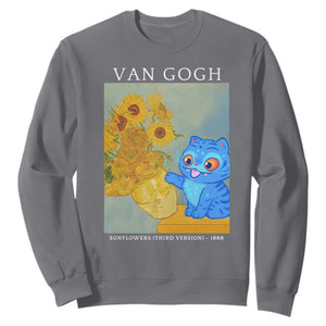 Van Gogh Kpop Fan Sweatshirt Blue Tiger Vintage Art Sunflower Cat TS10 Charcoal Print Your Wear