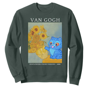 Van Gogh Kpop Fan Sweatshirt Blue Tiger Vintage Art Sunflower Cat TS10 Dark Forest Green Print Your Wear