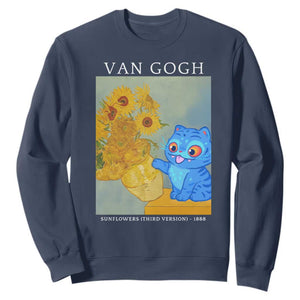 Van Gogh Kpop Fan Sweatshirt Blue Tiger Vintage Art Sunflower Cat TS10 Navy Print Your Wear