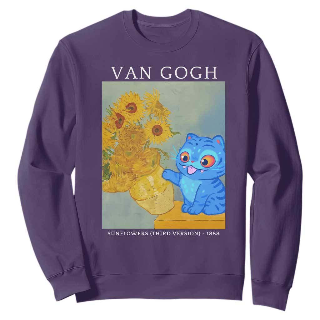 Van Gogh Kpop Fan Sweatshirt Blue Tiger Vintage Art Sunflower Cat TS10 Purple Print Your Wear