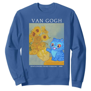 Van Gogh Kpop Fan Sweatshirt Blue Tiger Vintage Art Sunflower Cat TS10 Royal Blue Print Your Wear