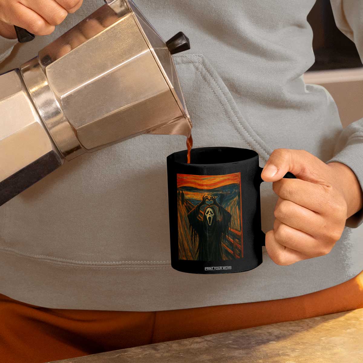 Ghost Heart Hands Coffee Mug Scary Face Horror Halloween TS10 Print Your Wear