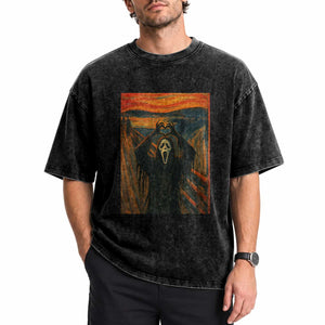 Ghost Heart Hands Washed Cotton T-Shirt Scary Face Horror Halloween TS10 Print Your Wear
