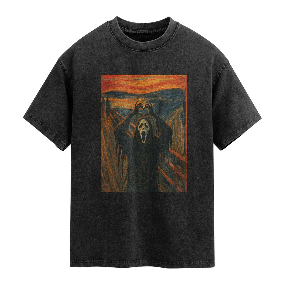 Ghost Heart Hands Washed Cotton T-Shirt Scary Face Horror Halloween TS10 Black Print Your Wear