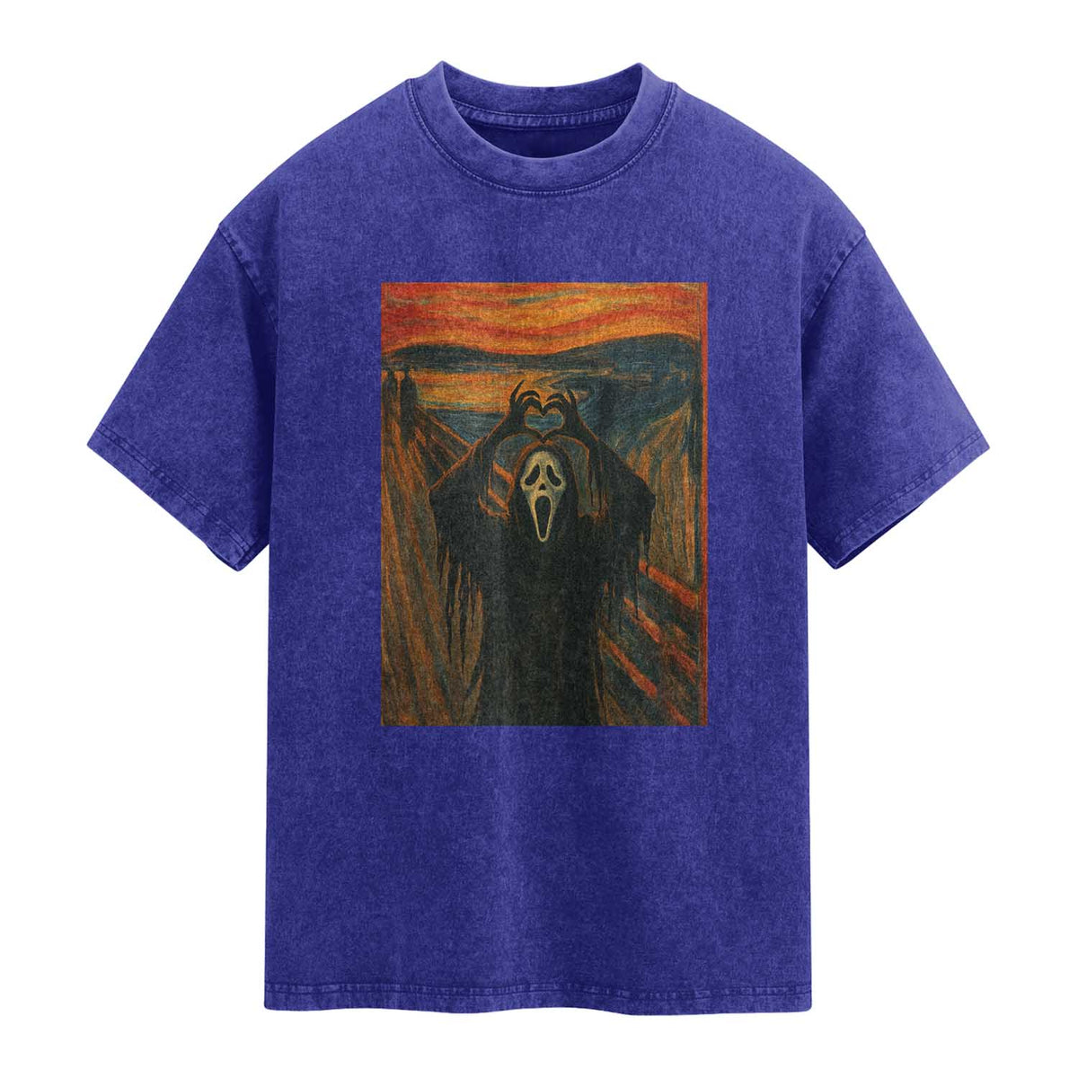 Ghost Heart Hands Washed Cotton T-Shirt Scary Face Horror Halloween TS10 Indigo Blue Print Your Wear