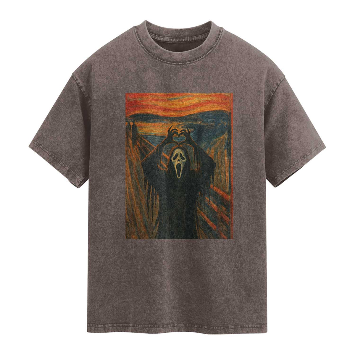 Ghost Heart Hands Washed Cotton T-Shirt Scary Face Horror Halloween TS10 Brown Print Your Wear