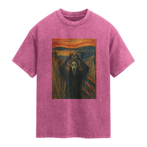 Ghost Heart Hands Washed Cotton T-Shirt Scary Face Horror Halloween TS10 Magenta Print Your Wear