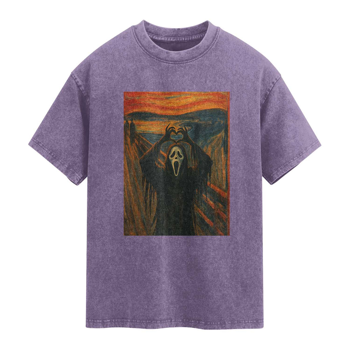 Ghost Heart Hands Washed Cotton T-Shirt Scary Face Horror Halloween TS10 Purple Print Your Wear