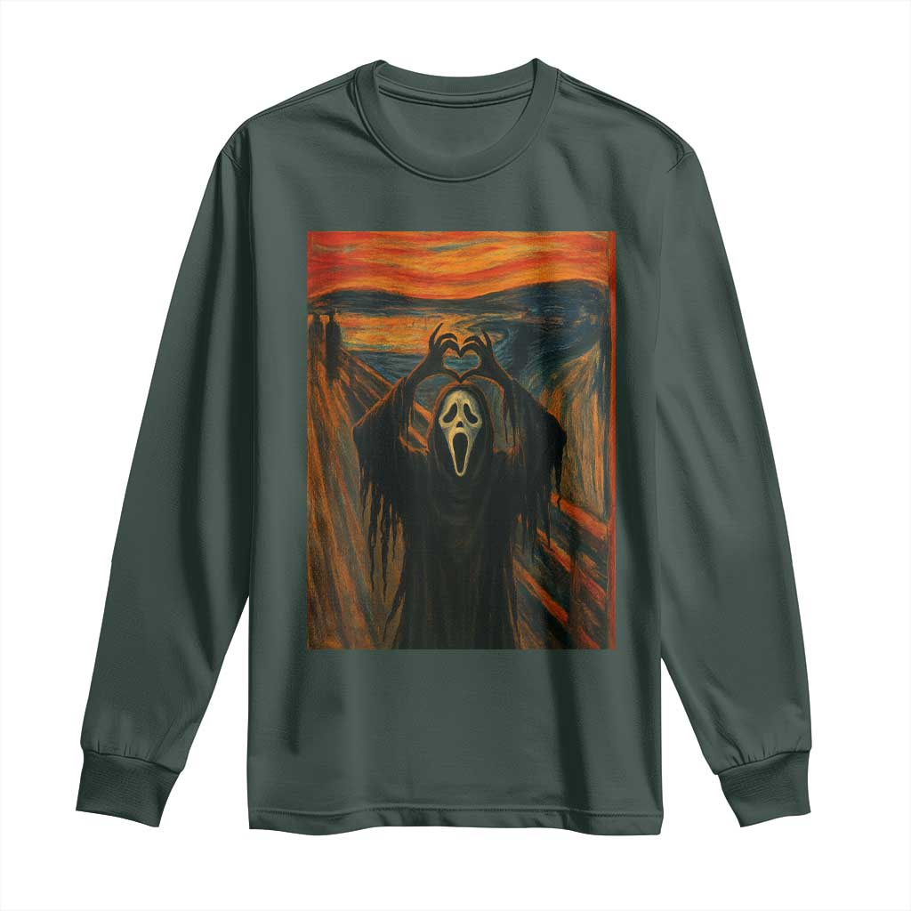 Ghost Heart Hands Long Sleeve Shirt Scary Face Horror Halloween TS10 Dark Forest Green Print Your Wear