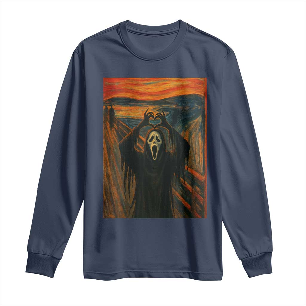 Ghost Heart Hands Long Sleeve Shirt Scary Face Horror Halloween TS10 Navy Print Your Wear