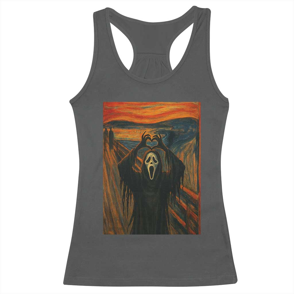 Ghost Heart Hands Racerback Tank Top Scary Face Horror Halloween TS10 Dark Heather Print Your Wear