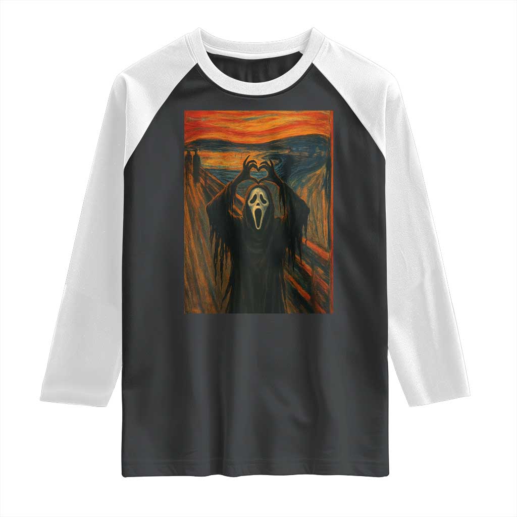 Ghost Heart Hands Raglan Shirt Scary Face Horror Halloween TS10 Black White Print Your Wear