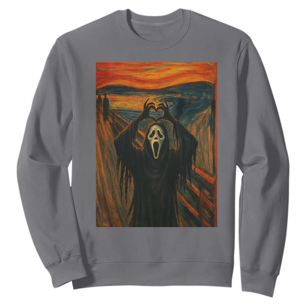 Ghost Heart Hands Sweatshirt Scary Face Horror Halloween TS10 Charcoal Print Your Wear