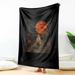 Halloween Spooky Ghost Biking Throw Blanket Vintage Ghost Riding Bicycle Gothic Moonlit Pumpkin Autumn Graphic TS10 Print Your Wear