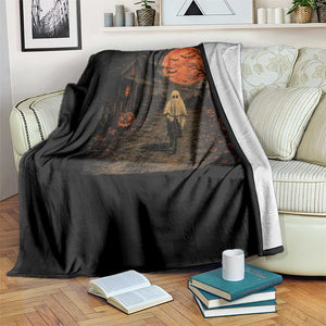 Halloween Spooky Ghost Biking Throw Blanket Vintage Ghost Riding Bicycle Gothic Moonlit Pumpkin Autumn Graphic TS10 Print Your Wear