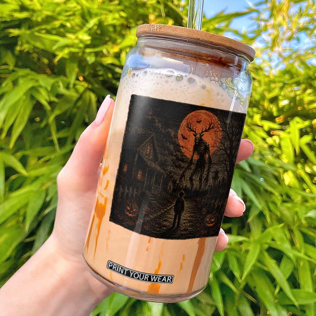 Wendigo Halloween Glass Can Vintage Deer Skull Spooky Night Graphic TS10 Black Print Your Wear