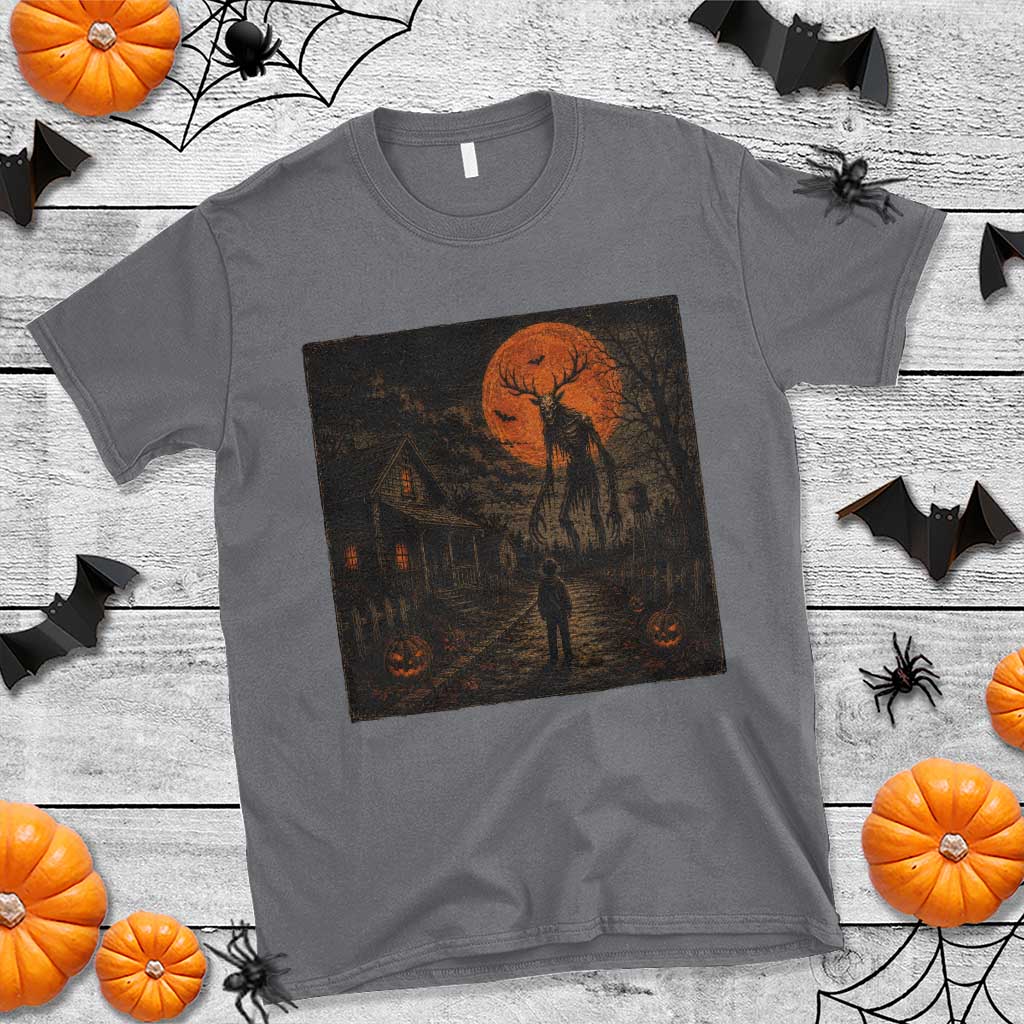 Wendigo Halloween T Shirt Vintage Deer Skull Spooky Night Graphic TS10 Charcoal Print Your Wear