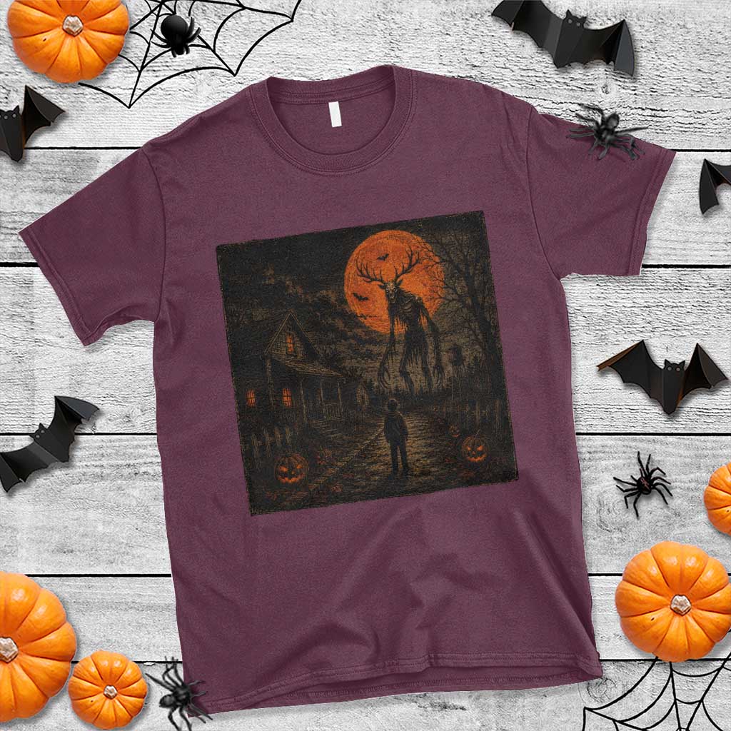 Wendigo Halloween T Shirt Vintage Deer Skull Spooky Night Graphic TS10 Maroon Print Your Wear