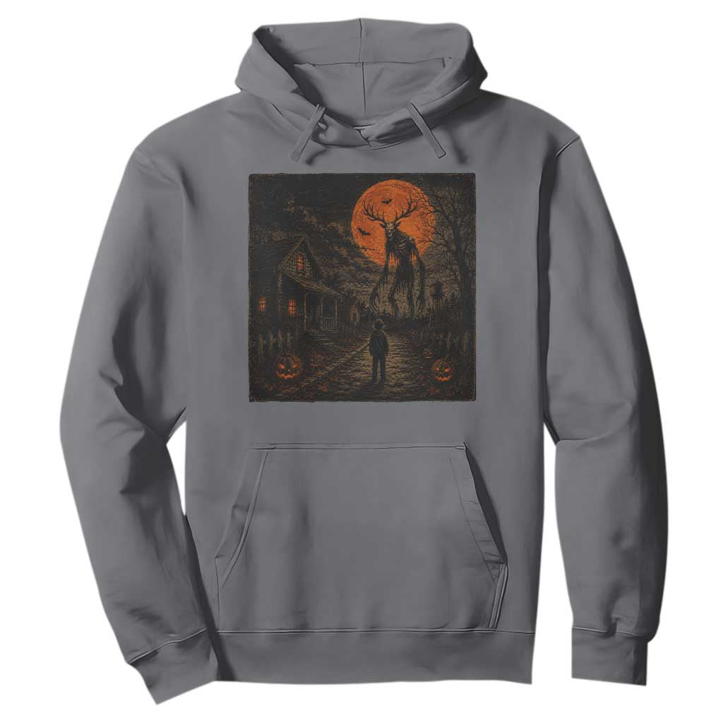 Wendigo Halloween Hoodie Vintage Deer Skull Spooky Night Graphic TS10 Charcoal Print Your Wear