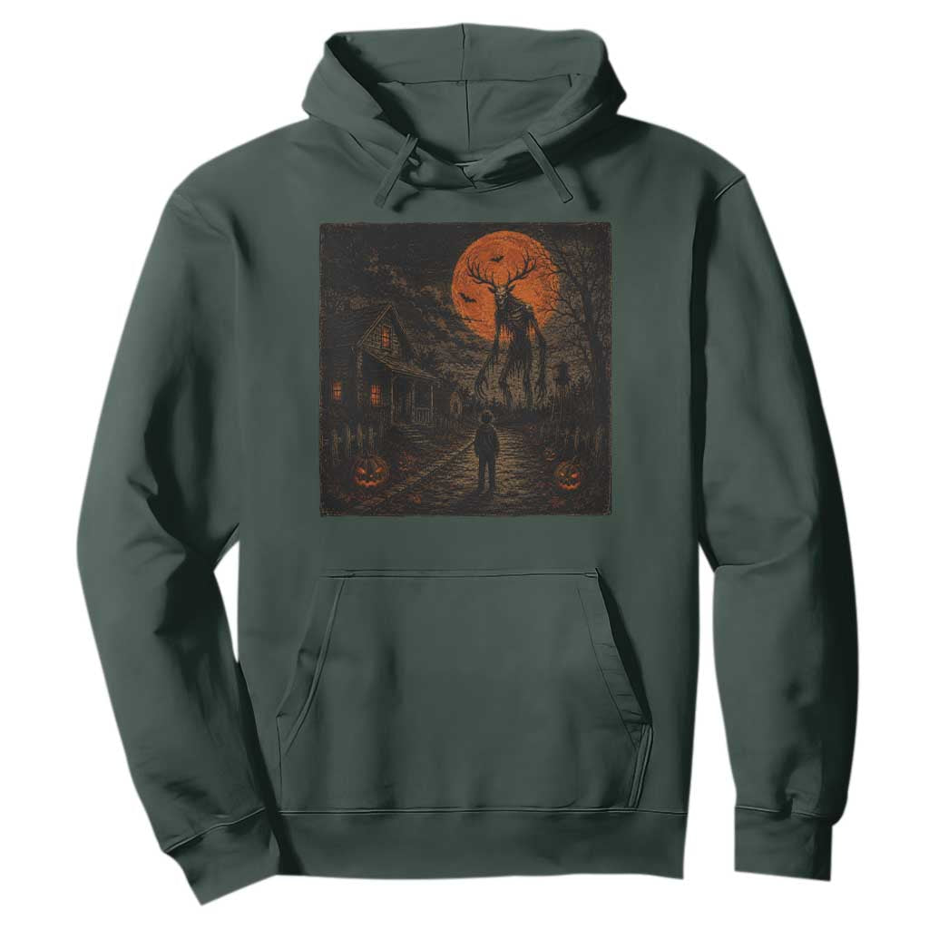 Wendigo Halloween Hoodie Vintage Deer Skull Spooky Night Graphic TS10 Dark Forest Green Print Your Wear