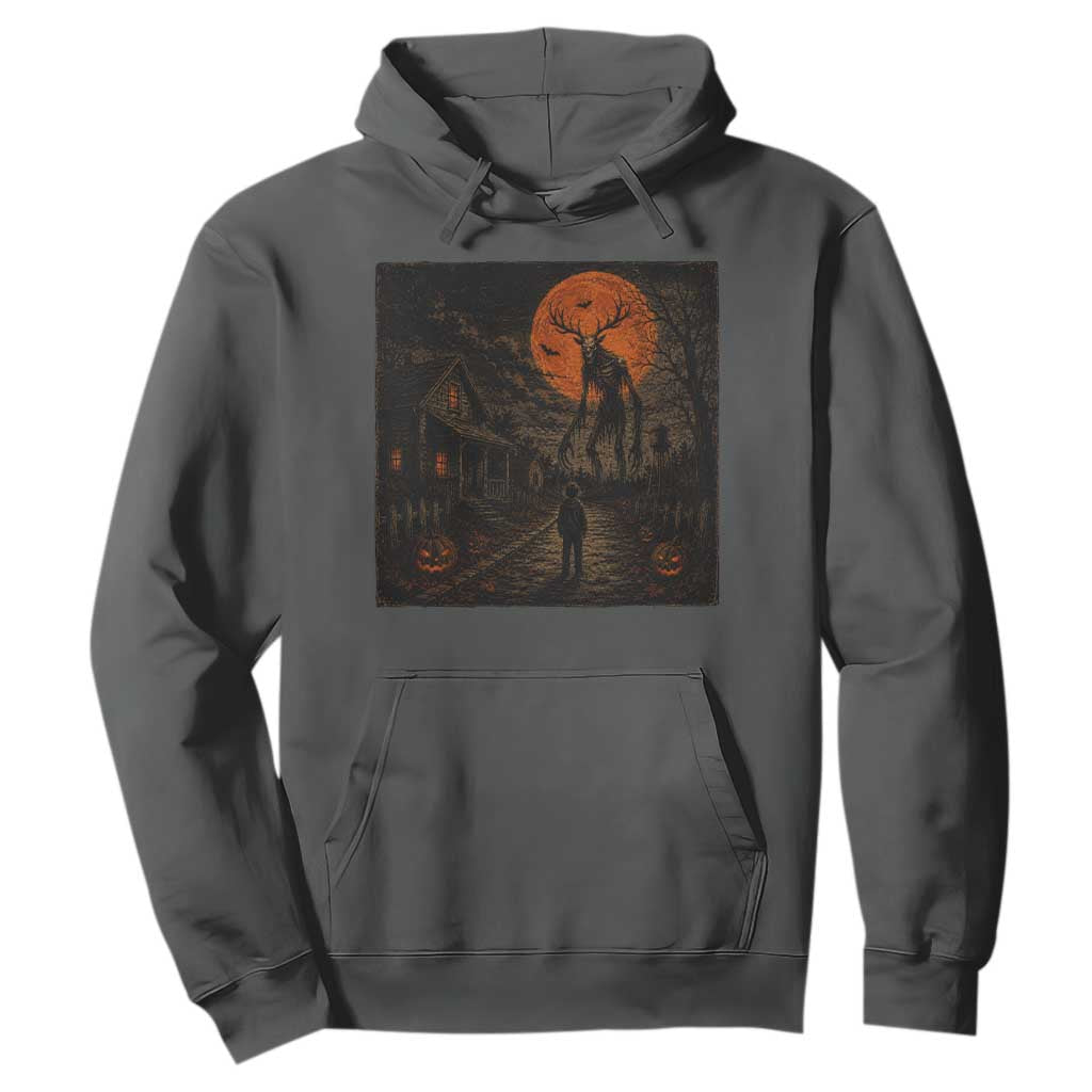 Wendigo Halloween Hoodie Vintage Deer Skull Spooky Night Graphic TS10 Dark Heather Print Your Wear