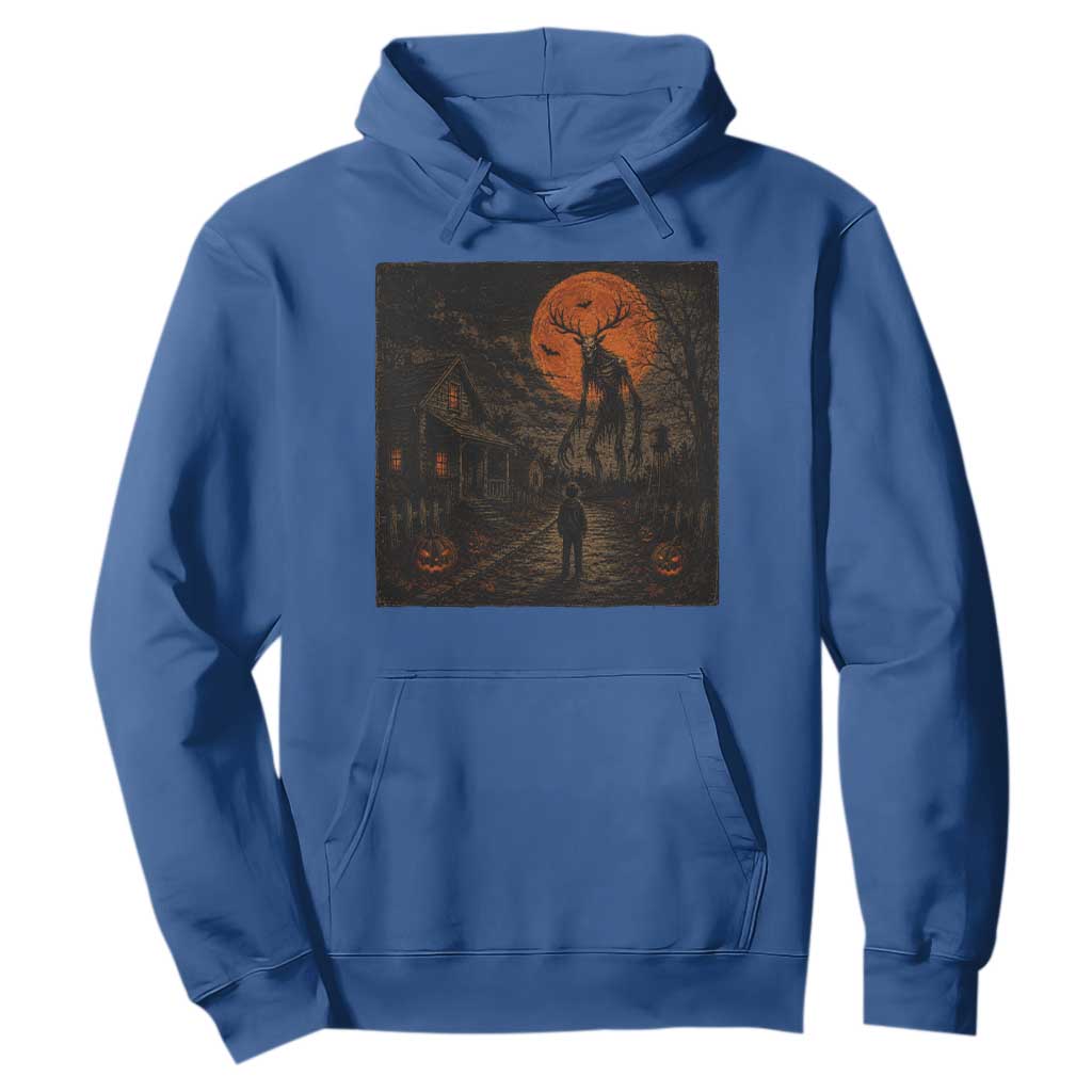 Wendigo Halloween Hoodie Vintage Deer Skull Spooky Night Graphic TS10 Royal Blue Print Your Wear