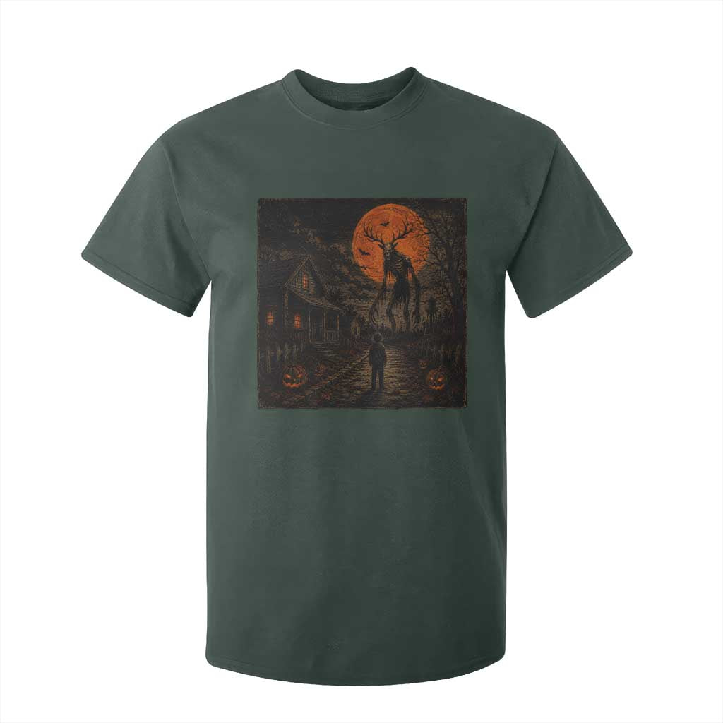 Wendigo Halloween T Shirt For Kid Vintage Deer Skull Spooky Night Graphic TS10 Dark Forest Green Print Your Wear