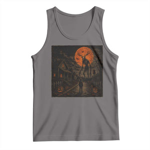 Wendigo Halloween Tank Top Vintage Deer Skull Spooky Night Graphic TS10 Deep Heather Print Your Wear