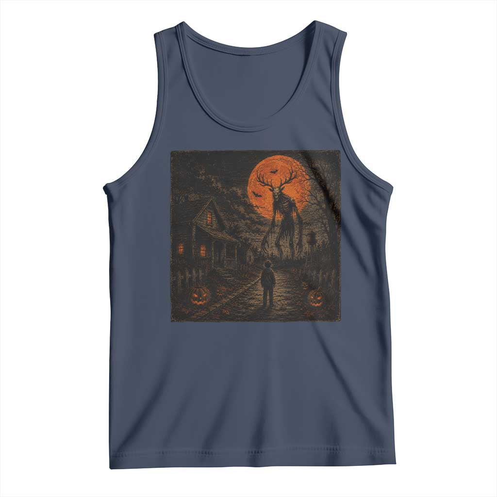 Wendigo Halloween Tank Top Vintage Deer Skull Spooky Night Graphic TS10 Navy Print Your Wear