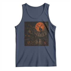 Wendigo Halloween Tank Top Vintage Deer Skull Spooky Night Graphic TS10 Navy Print Your Wear