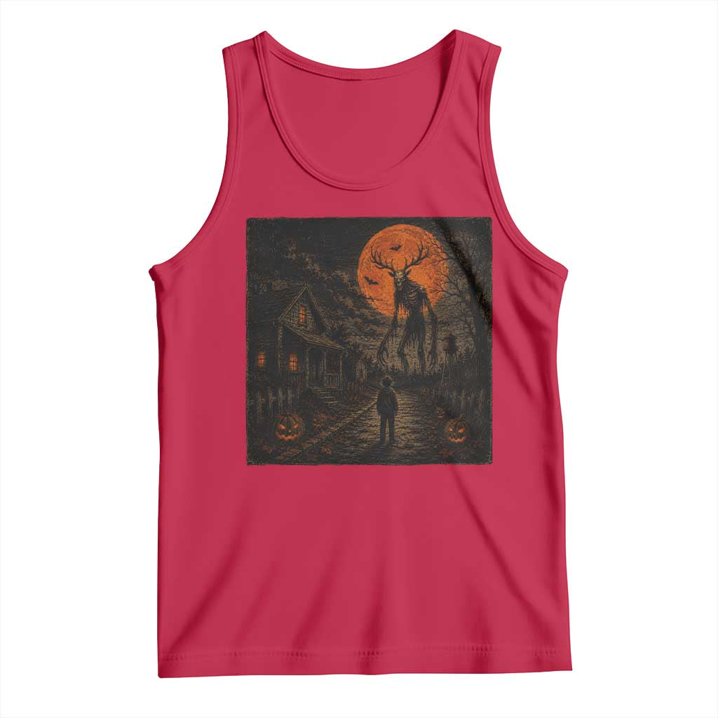 Wendigo Halloween Tank Top Vintage Deer Skull Spooky Night Graphic TS10 Red Print Your Wear