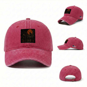 Wendigo Halloween Washed Cotton Baseball Cap Vintage Deer Skull Spooky Night Graphic TS10 Washed Cap Universal Fit Red Print Your Wear
