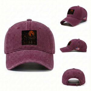 Wendigo Halloween Washed Cotton Baseball Cap Vintage Deer Skull Spooky Night Graphic TS10 Washed Cap Universal Fit Burgundy Print Your Wear