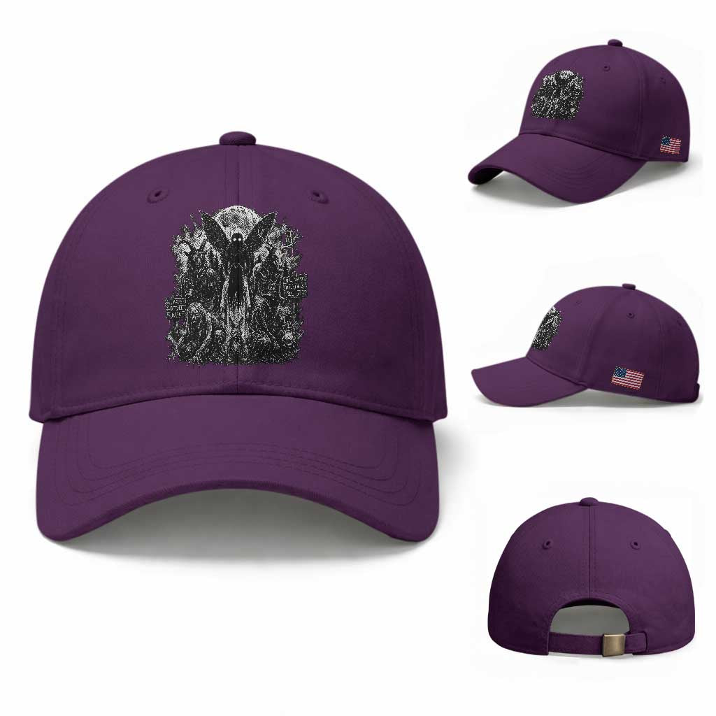 Cryptid Monsters Urban Legends Baseball Cap Vintage Dark Folklore Leave Before Dark Graphic TS10 Baseball Cap Universal Fit Purple Print Your Wear