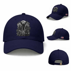 Cryptid Monsters Urban Legends Baseball Cap Vintage Dark Folklore Leave Before Dark Graphic TS10 Baseball Cap Universal Fit Dark Blue Print Your Wear