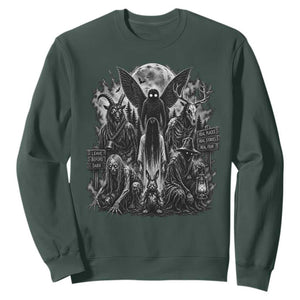 Cryptid Monsters Urban Legends Sweatshirt Vintage Dark Folklore Leave Before Dark Graphic TS10 Dark Forest Green Print Your Wear