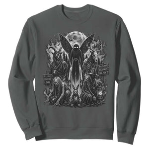 Cryptid Monsters Urban Legends Sweatshirt Vintage Dark Folklore Leave Before Dark Graphic TS10 Dark Heather Print Your Wear