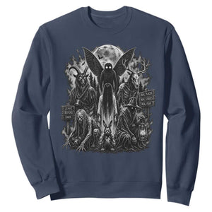 Cryptid Monsters Urban Legends Sweatshirt Vintage Dark Folklore Leave Before Dark Graphic TS10 Navy Print Your Wear